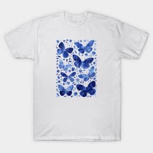 Blue Butterflies Watercolor Art T-Shirt